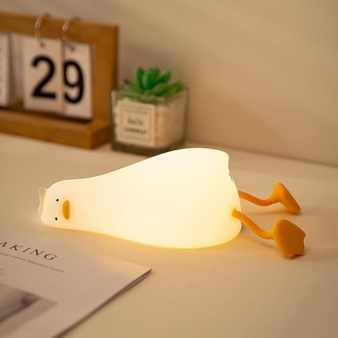 Lying Flat Duck Kids Night Light, Portable LED Baby Night Light Kids Night Lamp, Rechargeable Lamp USB Cartoon Silicone Children Kid Bedroom Decoration