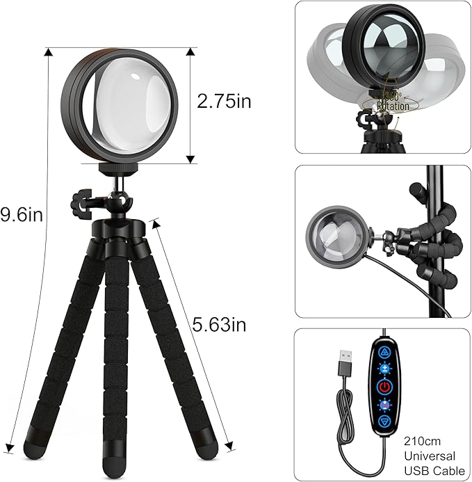 16-Color Sunset Projection Lamp – Remote Control | 3-in-1 RGB LED Mood Light for Bedroom, Kids & Adults
