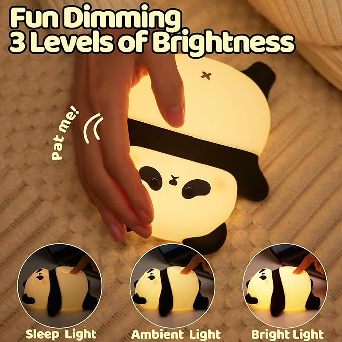 Cute Panda Night Light,Cute Lamp,Squish Lamp for Kids,Rechargeable