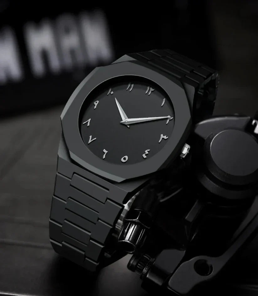 100% Original Black Arabic Aura Watch Full Black Dial in Fiber and Metal For Men
