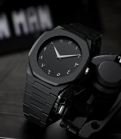 100% Original Black Arabic Aura Watch Full Black Dial in Fiber and Metal For Men