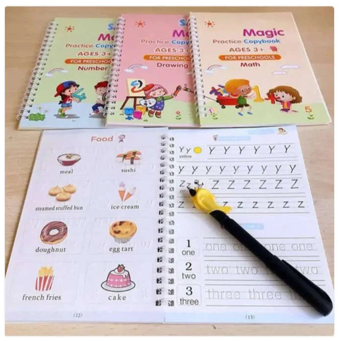Set of 4 Reusable Handwriting Kids Magic Book