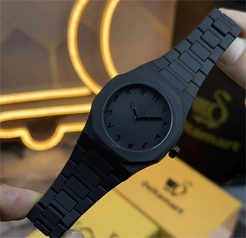 100% Original Black Arabic Aura Watch Full Black Dial in Fiber and Metal For Men
