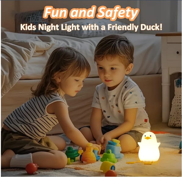 Duck LED Night Light – Silicone Squishy, Dimmable, Rechargeable Nursery Lamp