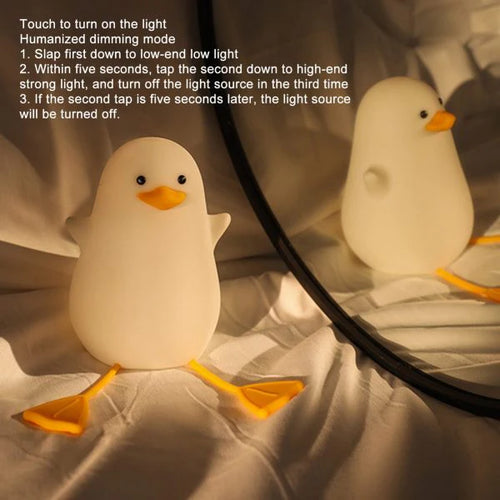 Duck LED Night Light – Silicone Squishy, Dimmable, Rechargeable Nursery Lamp